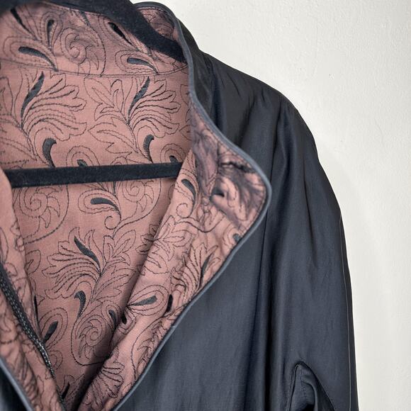 VTG Mycra Pac Floral Embroidered Zip Front Reversible Rain Jacket Coat Med Large - Picture 8 of 15